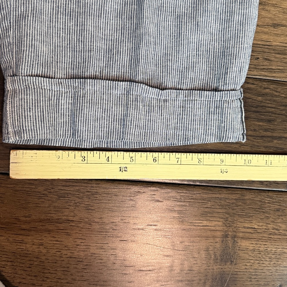 EILEEN FISHER Womens Blue Pinstripe Cropped Pants Size L - Picture 6 of 8